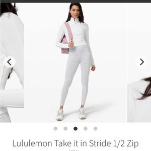 Lululemon Take it in Stride 1/2 Zip
White